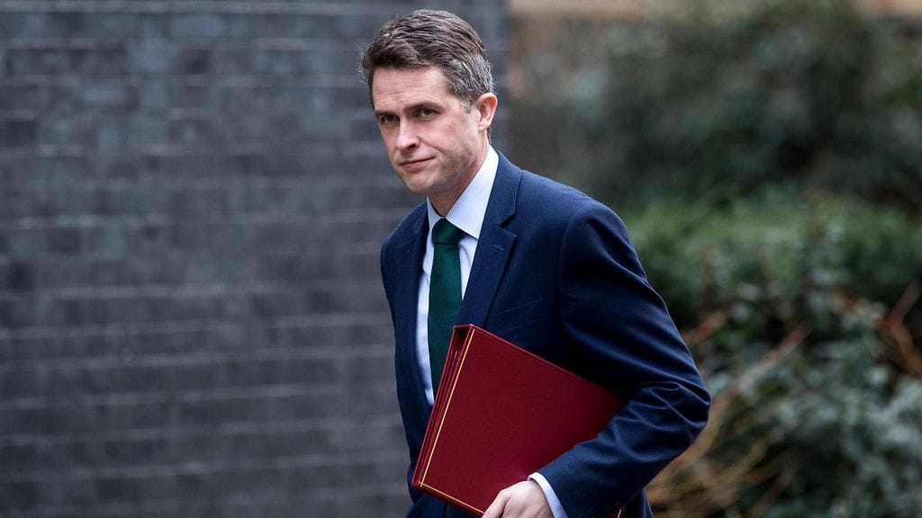 Puolustusministeri Gavin Williamson kuvattuna 06. maaliskuuta 2018.