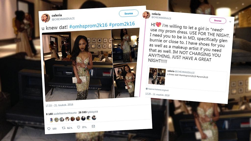 Mika Riddickin twiitti sai aikaan liikettä sosiaalisessa mediassa, kun useat naiset alkoivat tarjota mekkojaan niitä tarvitseville.