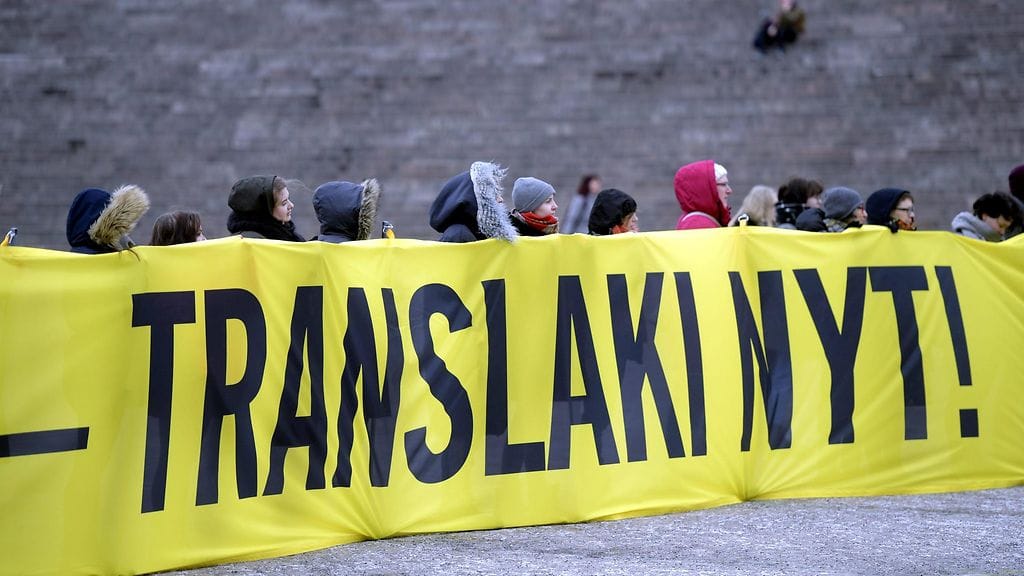 Senaatintorilla Helsingissä järjestettiin tänään mielenilmaus translain uudistuksen puolesta.