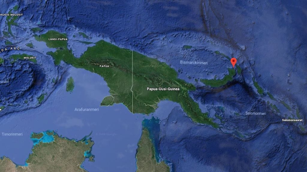 Maanjäristys iski Papua-Uuden-Guinean etelärannikolla rannan läheisyydessä.