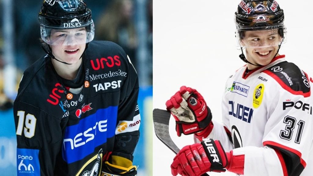 Muun muassa Kärppien hyökkääjä Rasmus Kupari (vasemmalla) & Ässien sentteri Jesperi Kotkaniemi (oikealla) kutsuttiin NHL:n varaustilaisuuden testeihin.