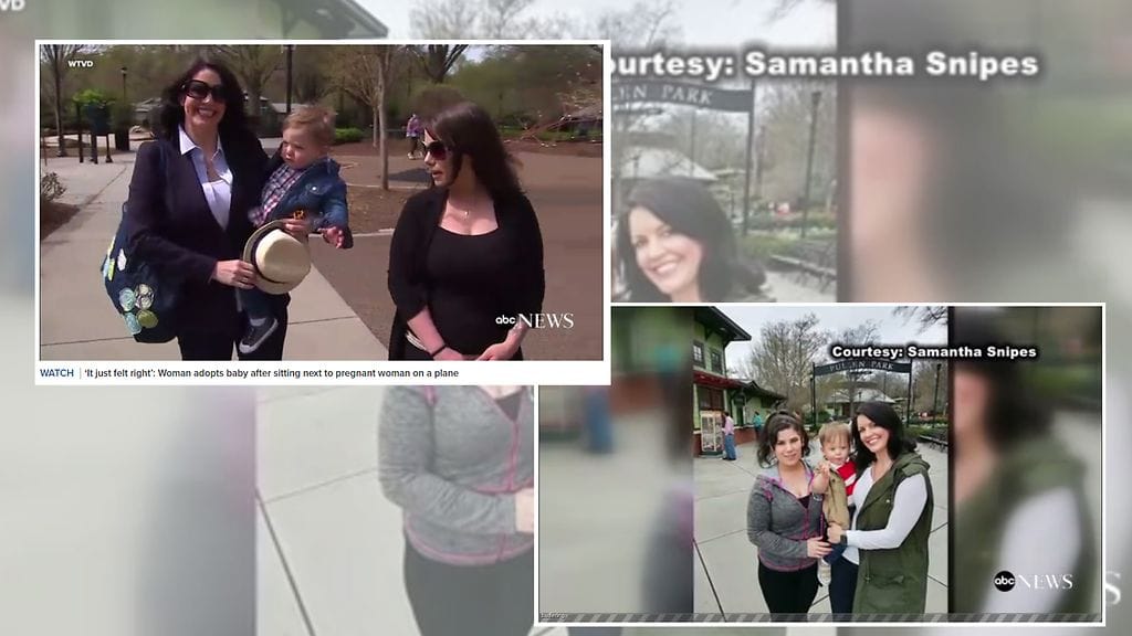 Samantha Snipes päätyi lentokoneessa istumaan Temple Phippsin viereen. Naisten välille muodostui side, joka muutti kummankin elämän. Kuvien lähde ABCNews