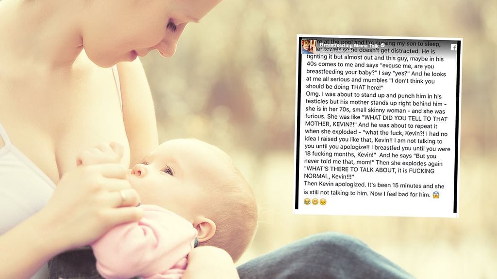 Idioottimaisesti käyttäytyneen miehen oma äiti raivostui imettänyttäkin äitiä pahemmin.