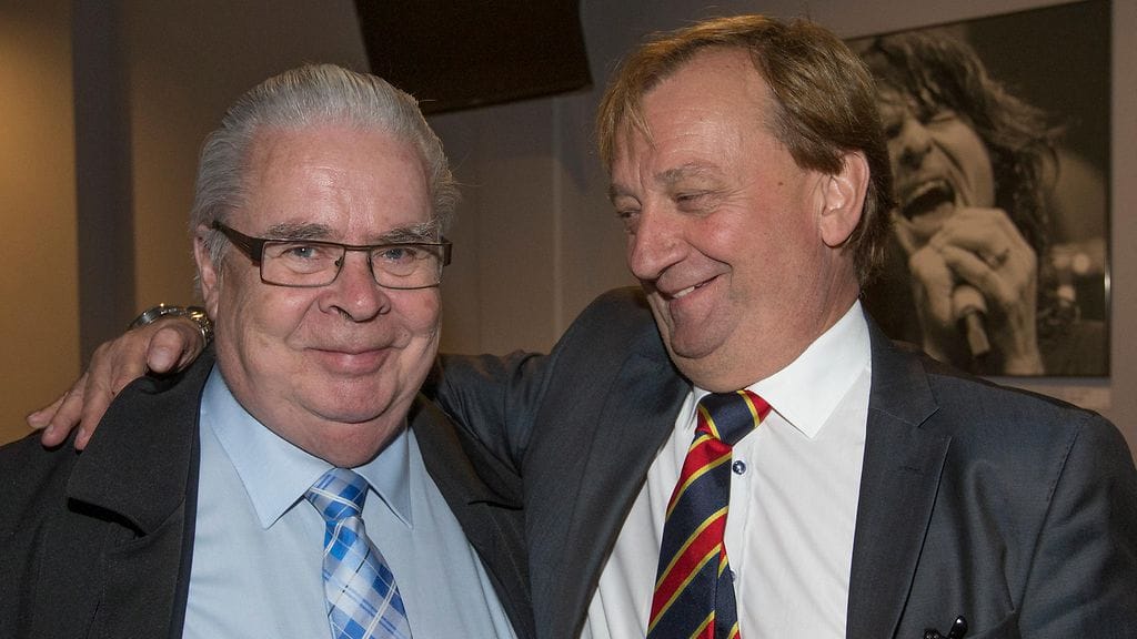 Kalervo Kummola (vas.) ja Hjallis Harkimo vuonna 2014.