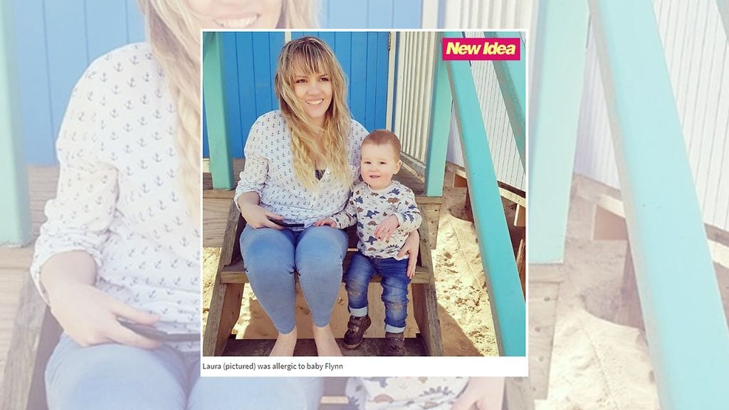 Kun Laura Guiney, 28, tuli raskaaksi, hän alkoi saada ihottumaa kaikkialle kehoonsa. Hän sai diagnoosiksi monimuotoisen raskausihottuman. Kuvan lähde New Idea