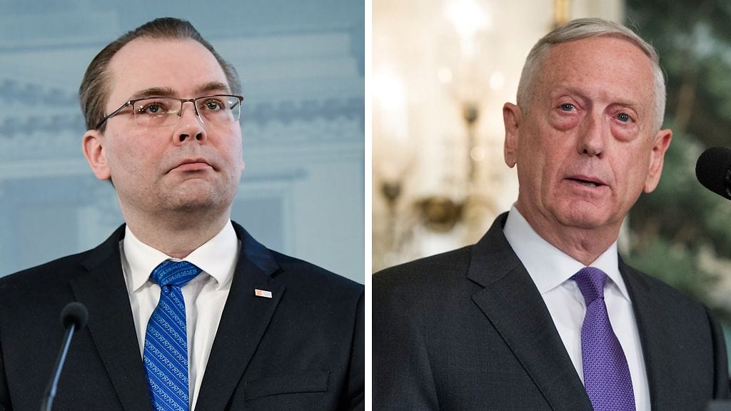 Niinistö tapaa vierailullaan Yhdysvaltain puolustusministerin James Mattisin (vas.)