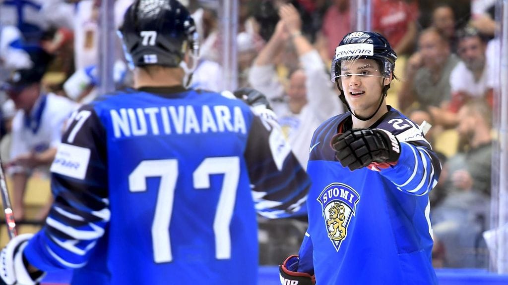 Sebastian Aho ja Markus Nutivaara Leijonien 6-2-voitossa Yhdysvalloista.