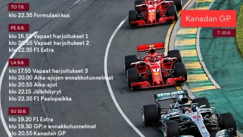 Kanadan GP:n lähetysajat