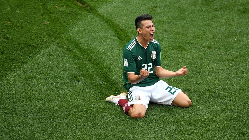 Hirving Lozano täräytti Meksikon 1-0-johtoon jalkapallon MM-kisojen ottelussa Saksaa vastaan.