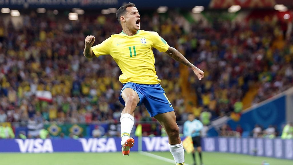 Philippe Coutinho täräytti Brasilian 1-0-johtoon Sveitsiä vastaan.