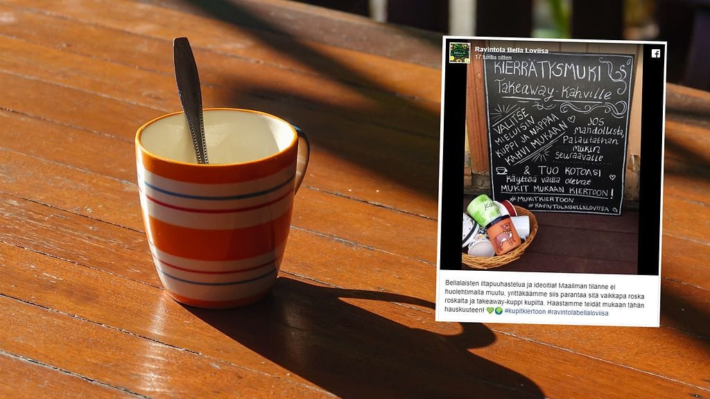Ravintola kannustaaa laittamaan mukit kiertoon.