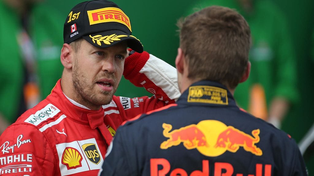 Sebastian Vettel ja Max Verstappen