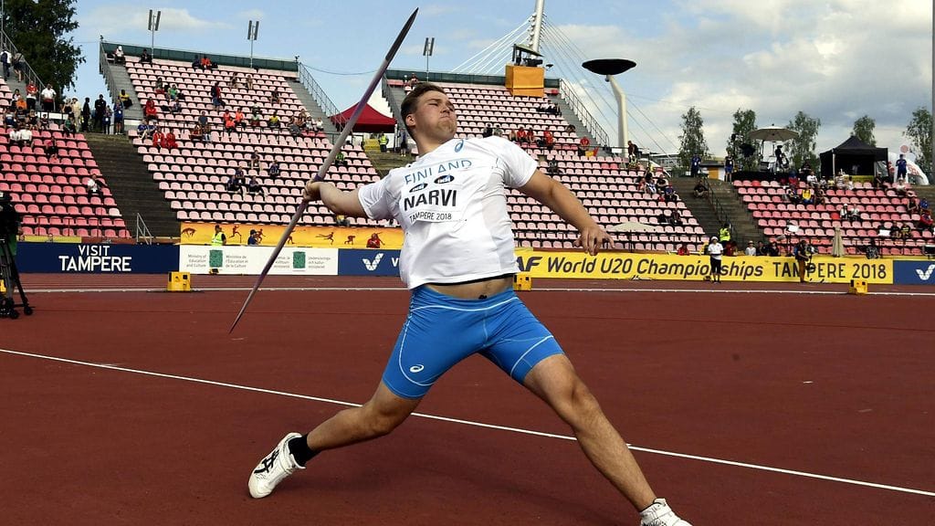 Teemu Narvi heitti finaaliin Tampereella alle 20-vuotiaiden MM-kisoissa.
