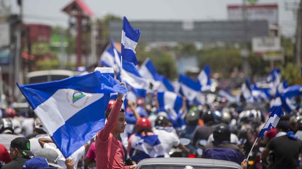 Nicaraguassa osoitettiin mieltä 14.7.2018. Protestoijat vaativat presidentti Daniel Ortegan eroa.