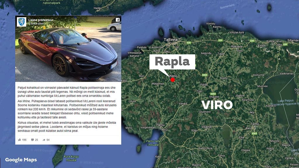 Suomalaismies on pidätettynä tällä hetkellä Viron Raplan poliisiasemalla.