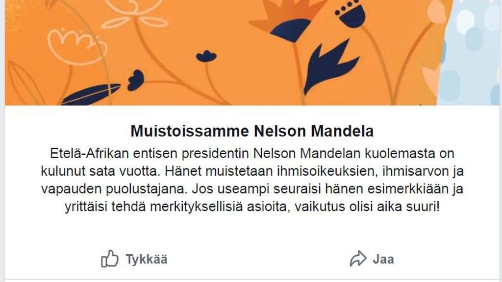 Nelson Mandela Facebookissa