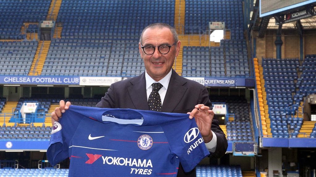 Maurizio Sarri on Chelsean uusi päävalmentaja.