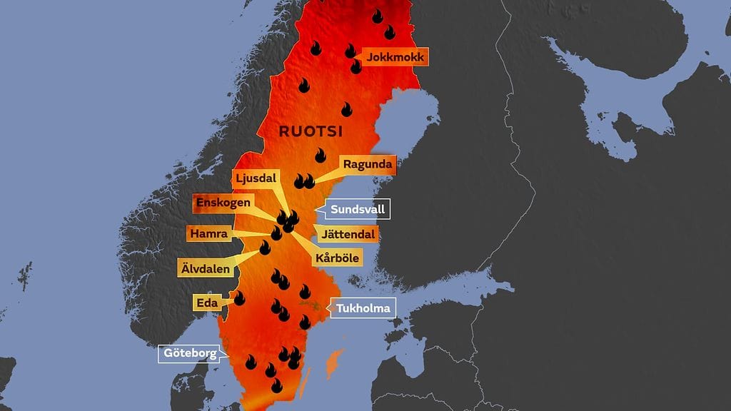 ruotsi maastopalot kartta