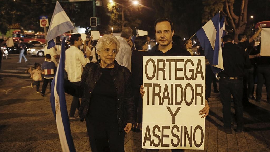 Nicaraguassa vaaditaan presidentti Daniel Ortegan eroa. Kuva otettu 19.7.2018.