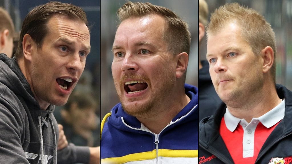 Ville Nieminen (vasemmalla), Pekka Kangasalusta (keskellä) ja Ari-Pekka Pajuluoma (oikealla) debytoivat Liiga-päävalmentajina Pitsiturnauksessa.