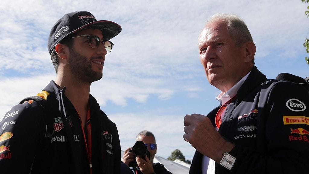 Daniel Ricciardo ja Helmut Marko.