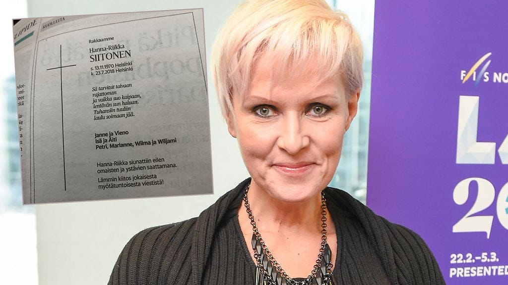 Hanna-Riikka Siitosen kuolinilmoitus julkaistiin Helsingin Sanomissa.