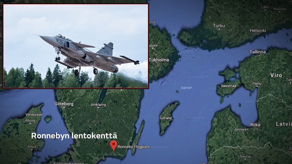 Ruotsin puolustusvoimien mukaan pudonnut kone oli tyypiltään Jas 39 Gripen.