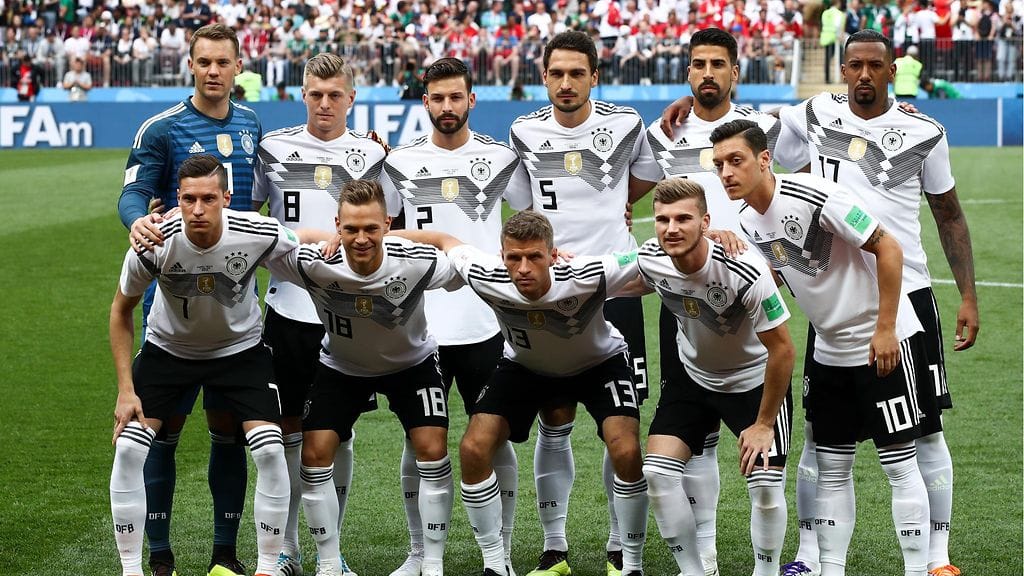 Saksan maajoukkue MM-kisojen ottelussa Meksikoa vastaan.