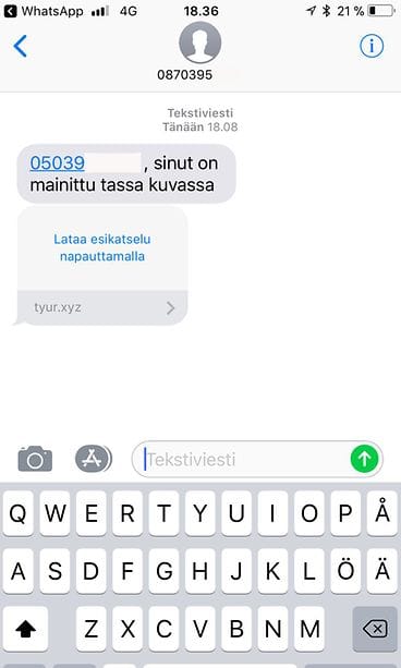 tekstiviesti huijaus