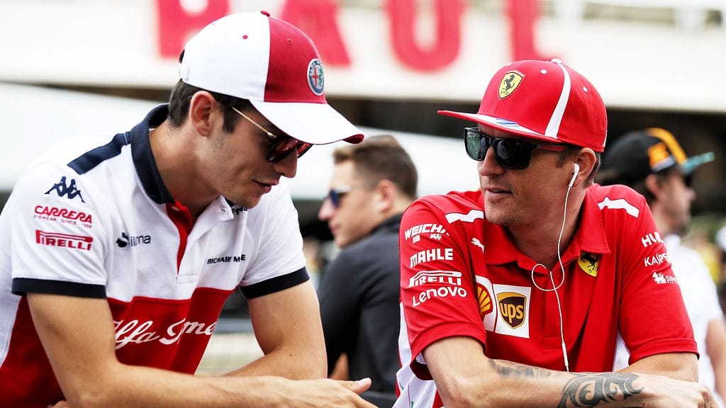 Charles Leclerc ja Kimi Räikkönen