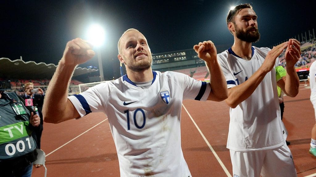 Teemu Pukki napautti Huuhkajien 1-0-voittomaalin Unkaria vastaan.