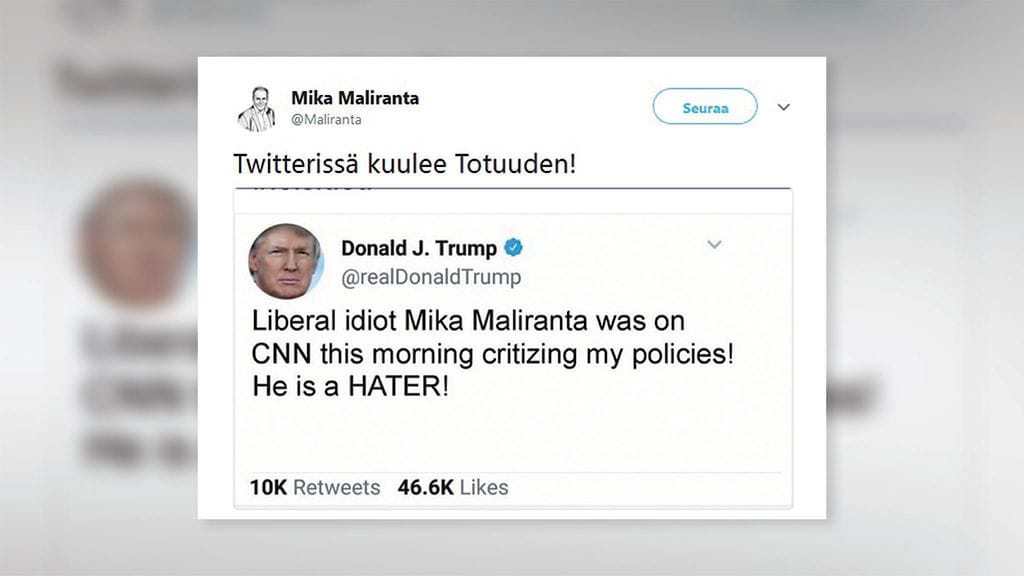 Kuvankaappaus huomiota herättäneestä twiitistä.