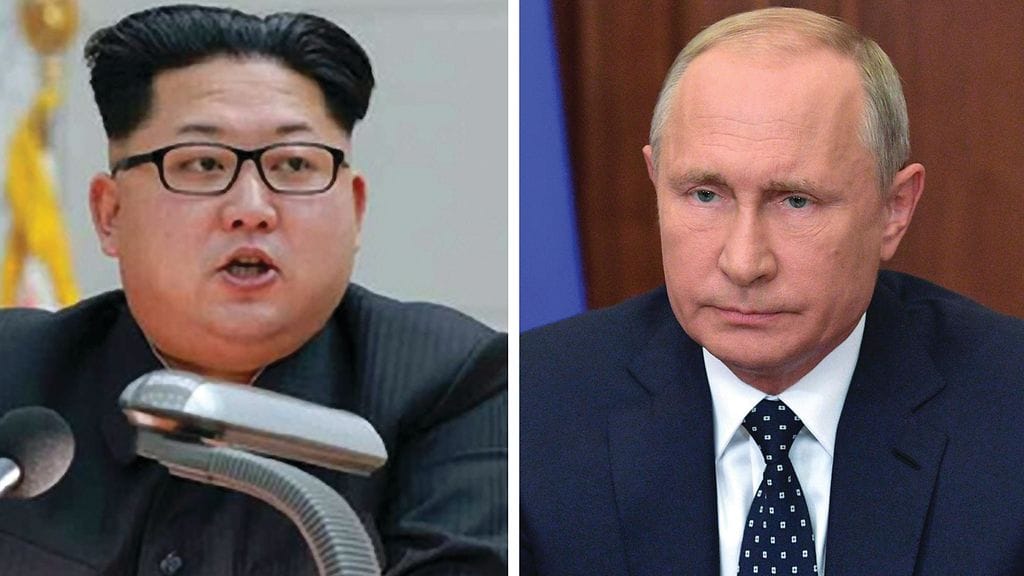 Pohjois-Korean johtaja Kim Jong-un ja Venäjän presidentti Vladimir Putin.