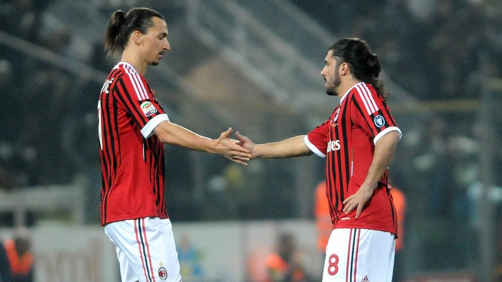 Zlatan Ibrahimovic ja Gennaro Gattuso pelasivat yhdessä AC Milanissa 2010-luvun taitteessa.