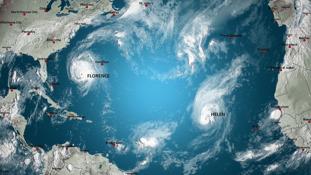 Florence-hurikaani satelliittikuvassa 13.9.2018