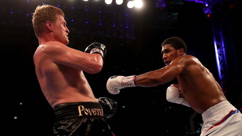 Anthony Joshua (oik.) tyrmäsi Aleksandr Povetkinin.