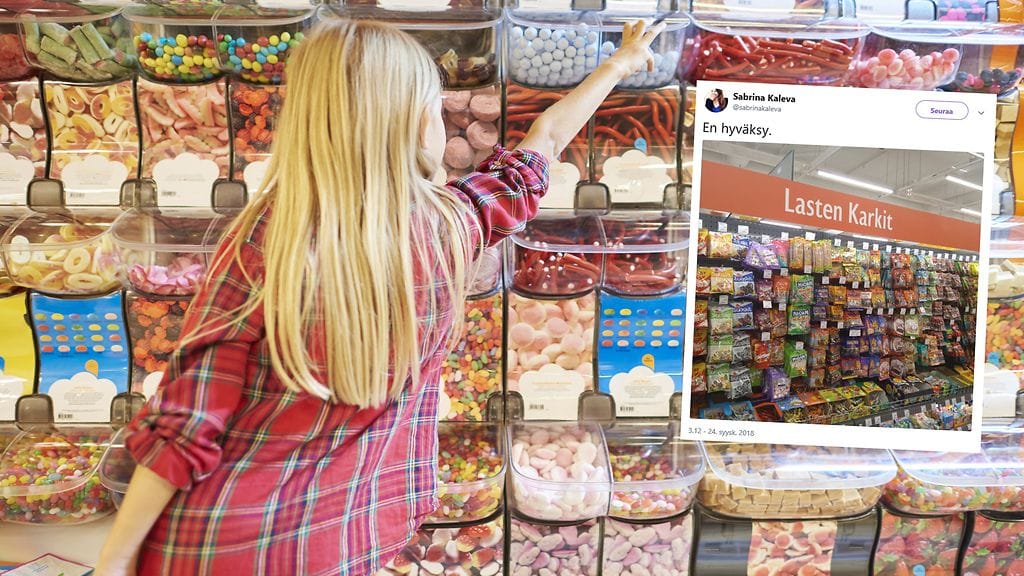 Espoolaisessa marketissa karkkeja myydään "vain lapsille".