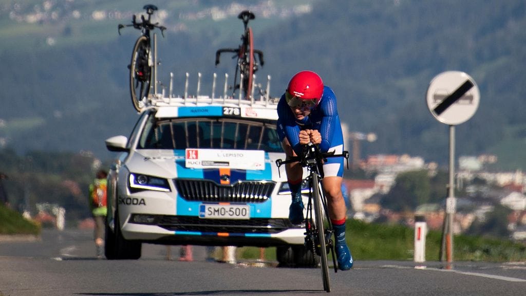 Lotta Lepistö MM-aika-ajossa tiistaina.