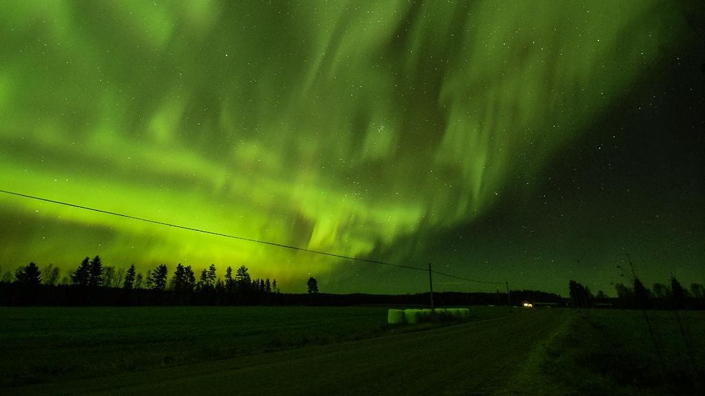 Maija Savolainen ikuisti vihreän taivaan Nurmeksessa viime vuoden lokakuussa.