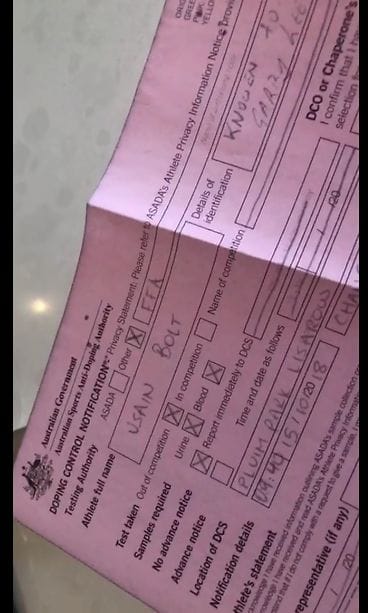 Kuvakaappaus Usain Boltin Instagram-tarinasta.