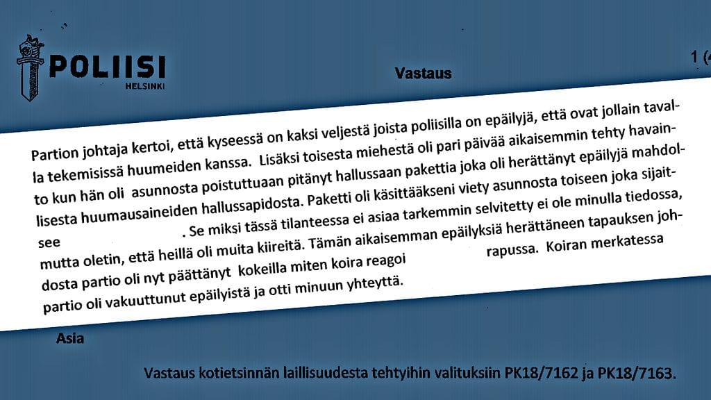 Helsingin poliisin yleisjohtaja selvitti kotietsintöjen syytä Helsingin käräjäoikeudelle.