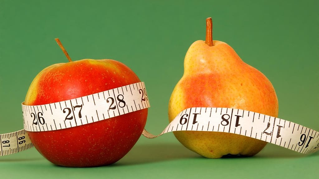 "Omenavartalolle" tyypillistä on keskivartalolihavuus. "Päärynävartalossa" lantio on muuta kroppaa leveämpi.