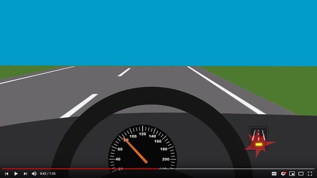 Kuvakaappaus Liikenneturvan Kaista-avustin YouTube-videosta.