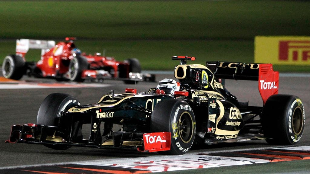 Kimi Räikkönen voitti Abu Dhabin GP:n Lotuksella vuonna 2012.