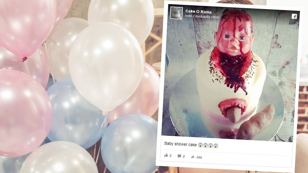 Tämä vauvajuhlien kakku oli kaukana perinteisen hempeästä.