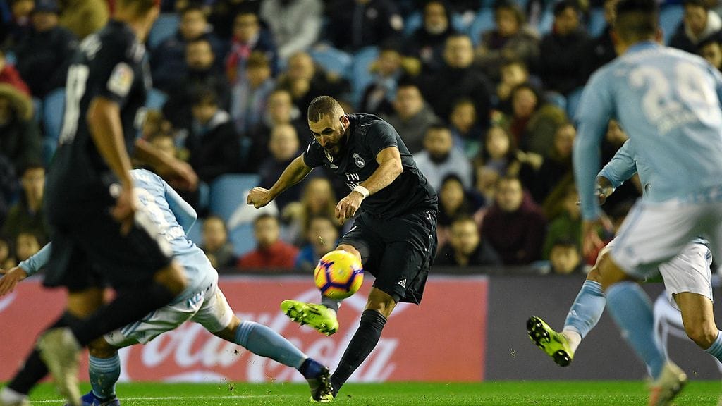 Karim Benzema oli värkkäämässä Real Madridin kahta ensimmäistä maalia Celta Vigoa vastaan.
