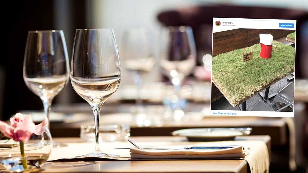 Ruohomatolla peitetyt pöydät ovat herättäneet hämmennystä ihmisten keskuudessa.