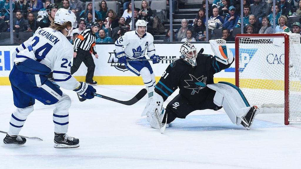 Kasperi Kapanen iski Torontolle kaksi maalia San Josessa.