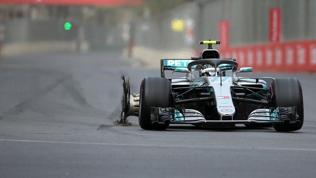 Valtteri Bottaksen voittohaavee murenivat Azerbaijanin GP:ssä rengasrikkoon.