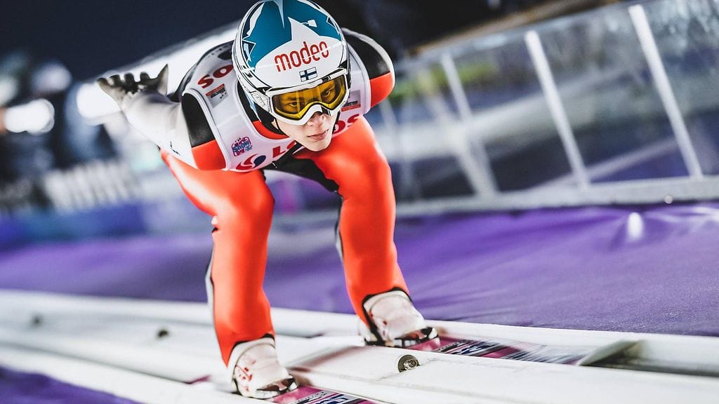 Antti Aalto Wislan mäessä lauantain harjoituksissa.